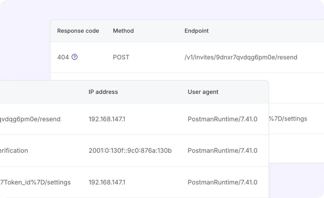 The information available in MailerSend activity logs, including response code, endpoint, and IP address.
