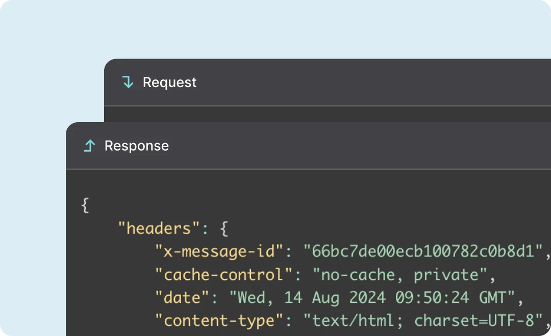 An example of the full request code available in the logs.