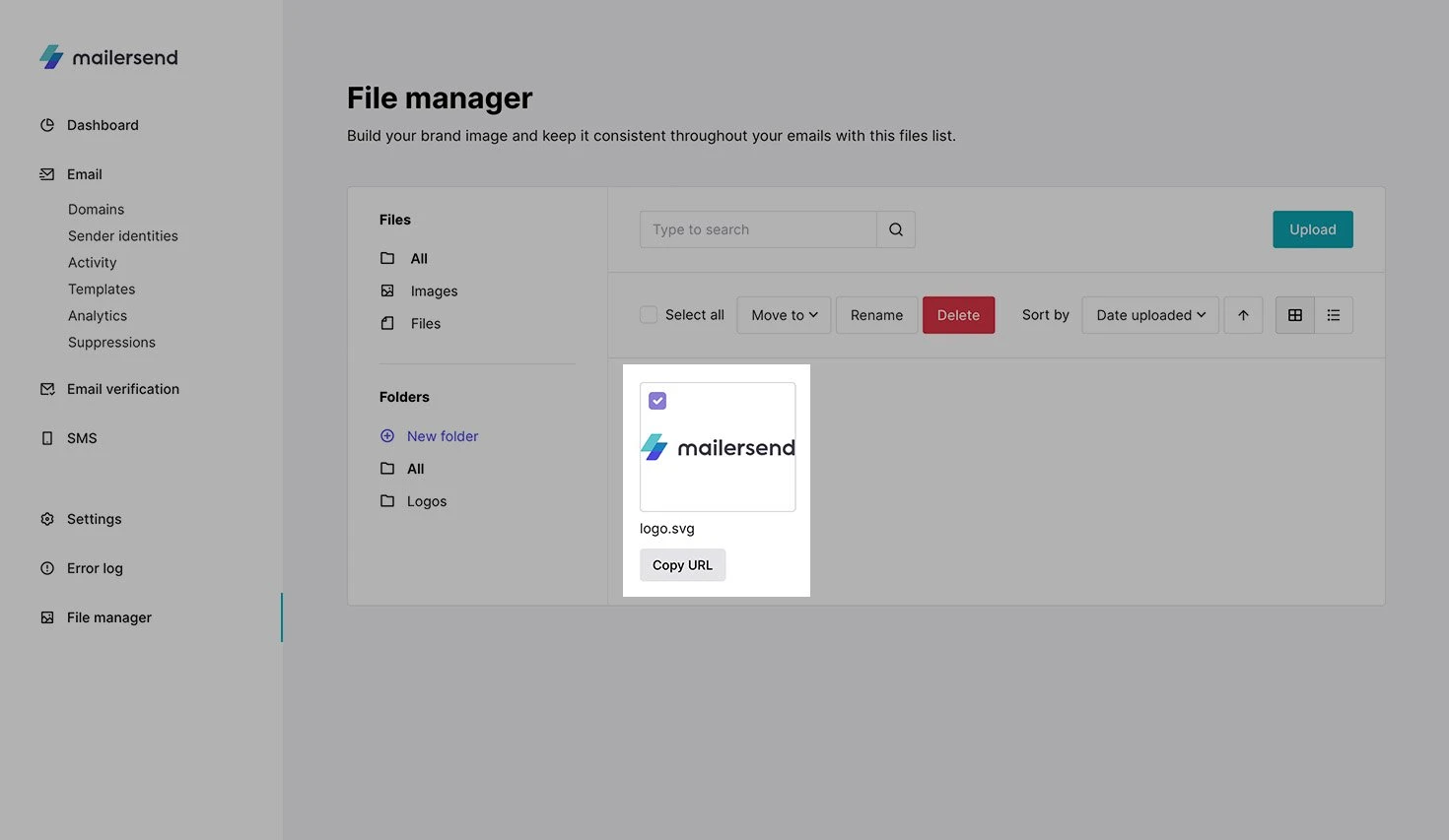 File manager with selected file.