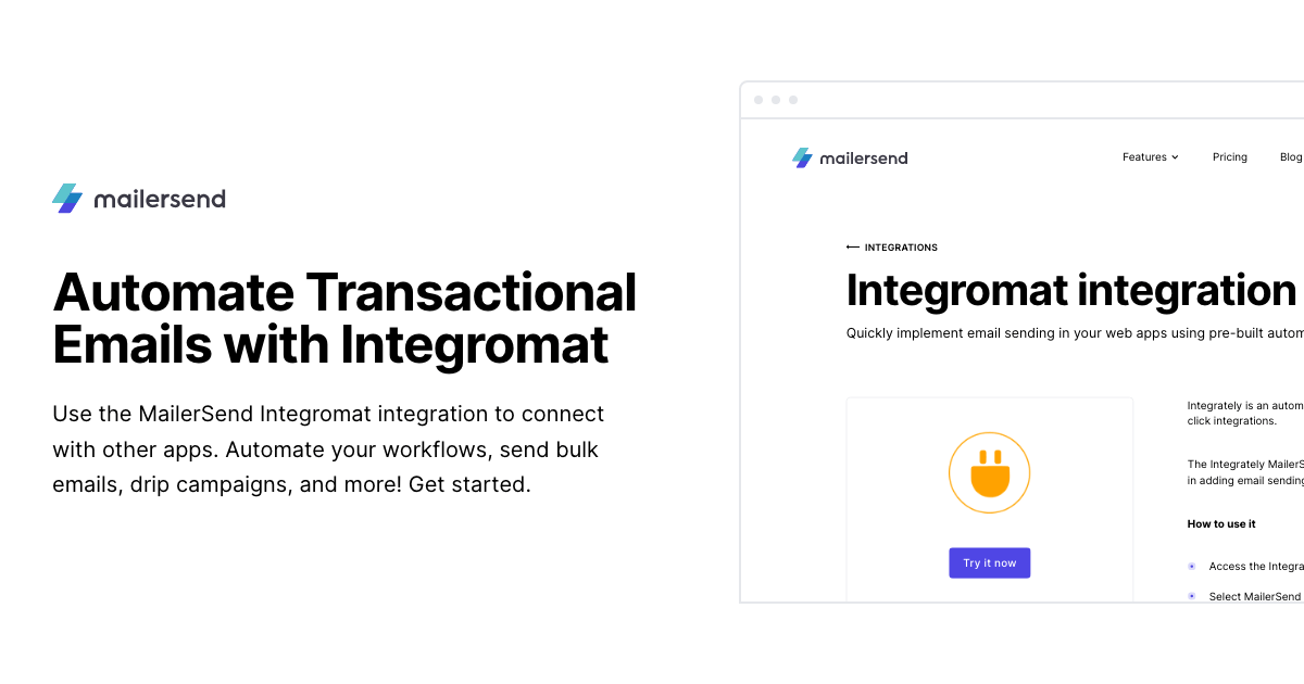 Automate Transactional Emails with Integrately - MailerSend