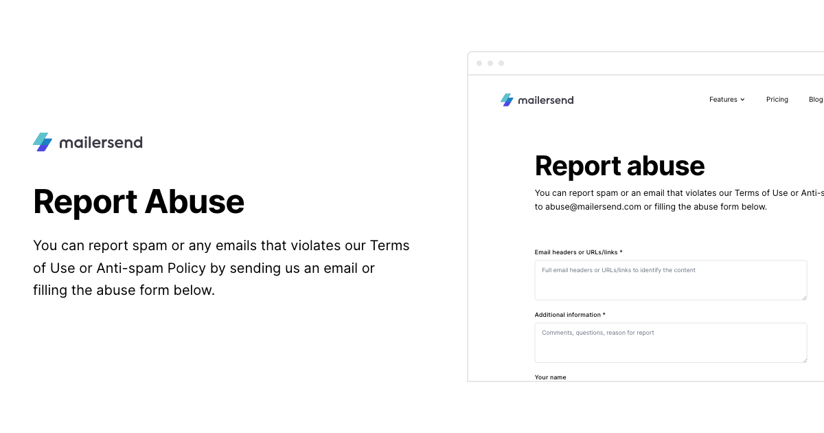 Report Abuse - MailerSend