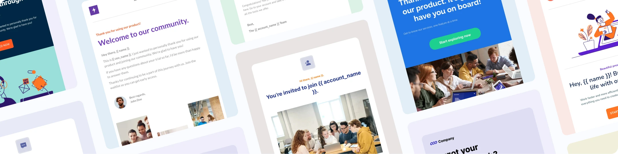 Examples of email templates.