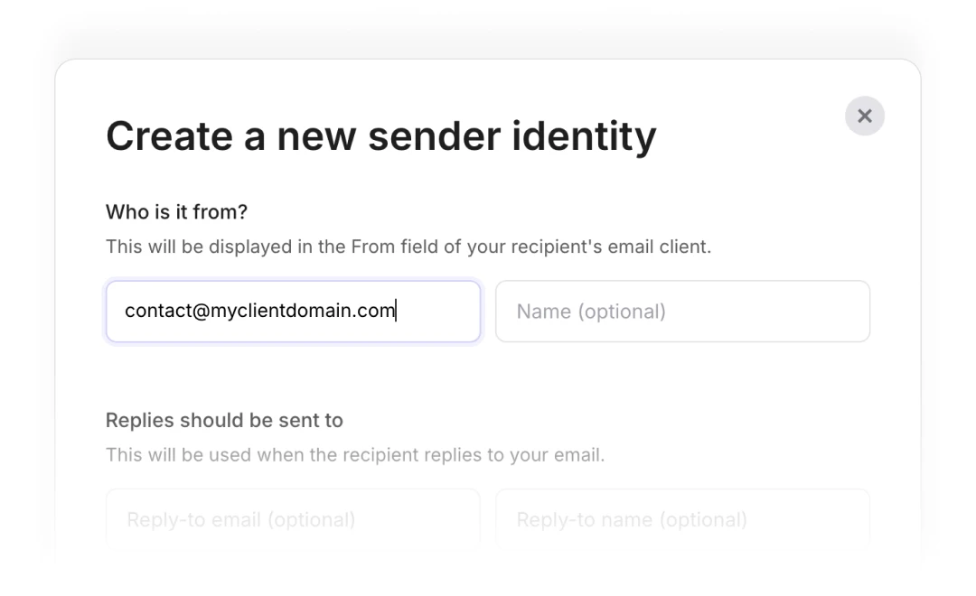 A view of the sender identities feature in the MailerSend app.