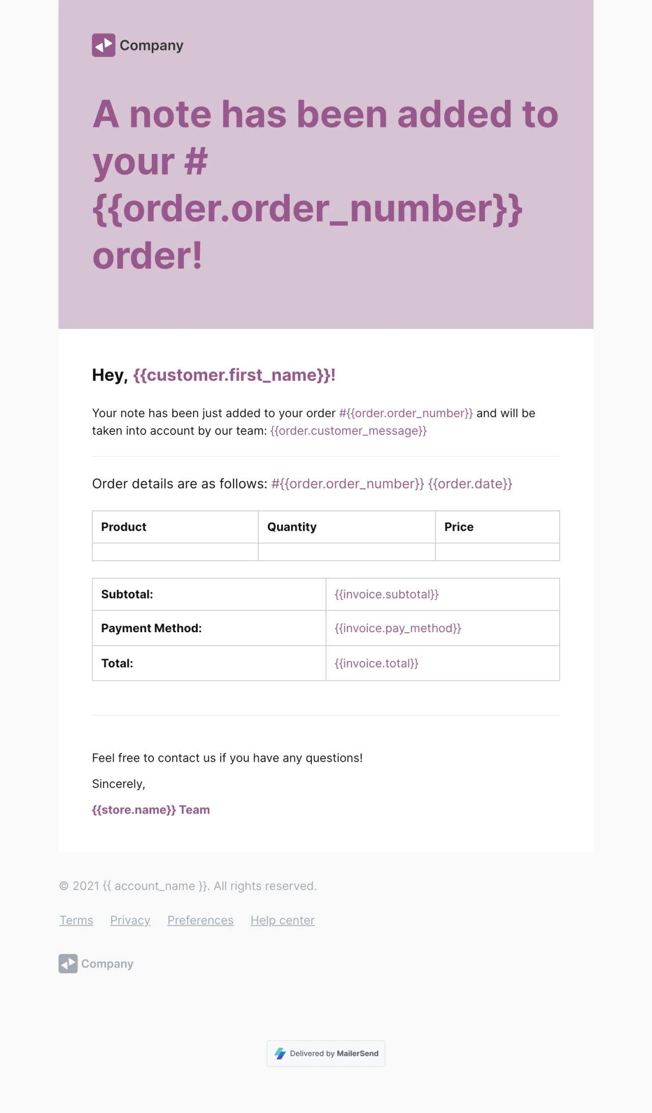 Customer note for WooCommerce