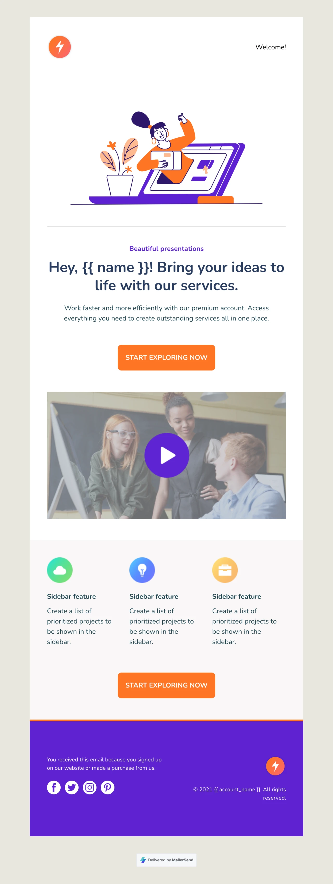Subscription upgrade email template