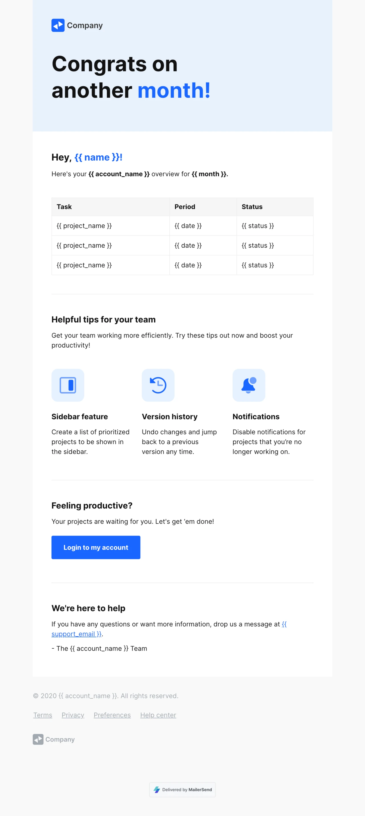 Monthly overview