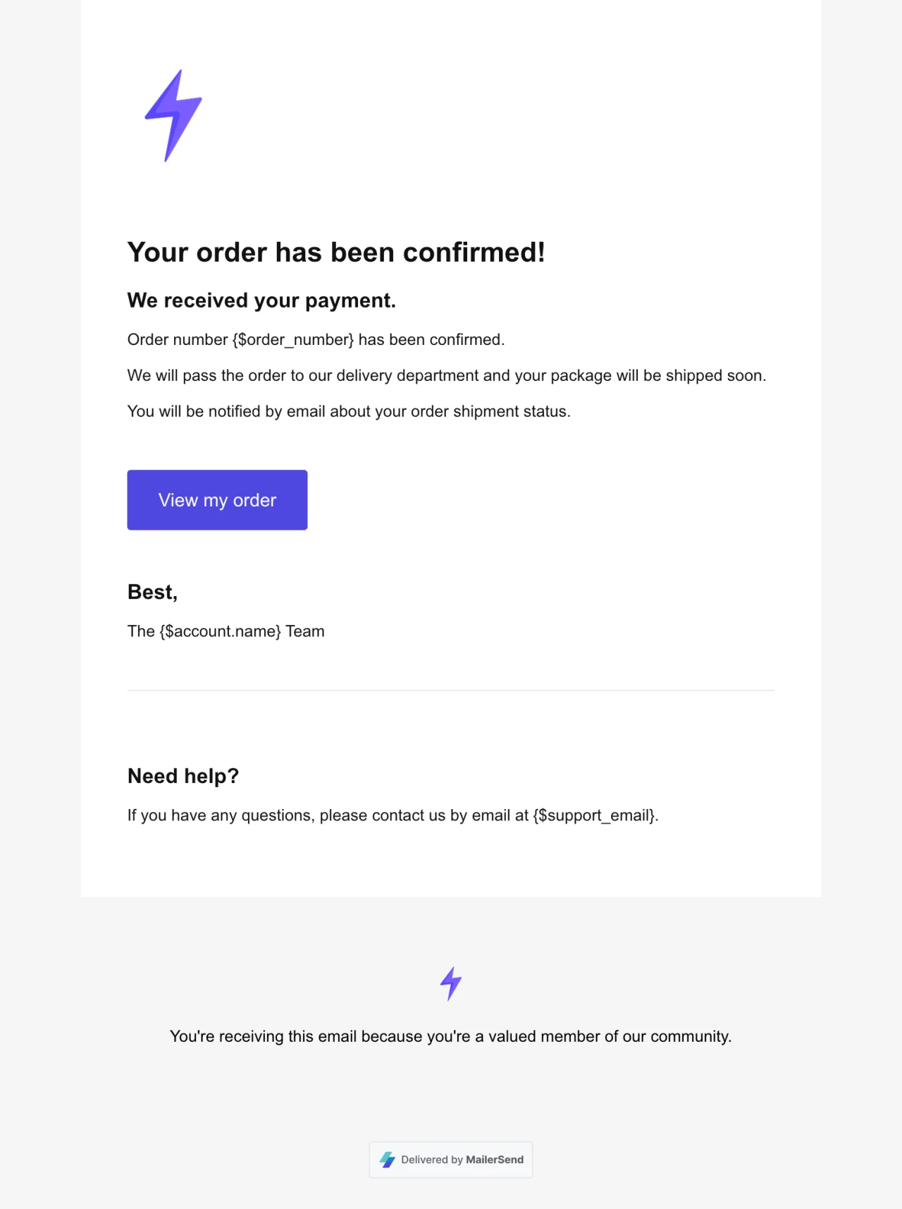 Order confirmation