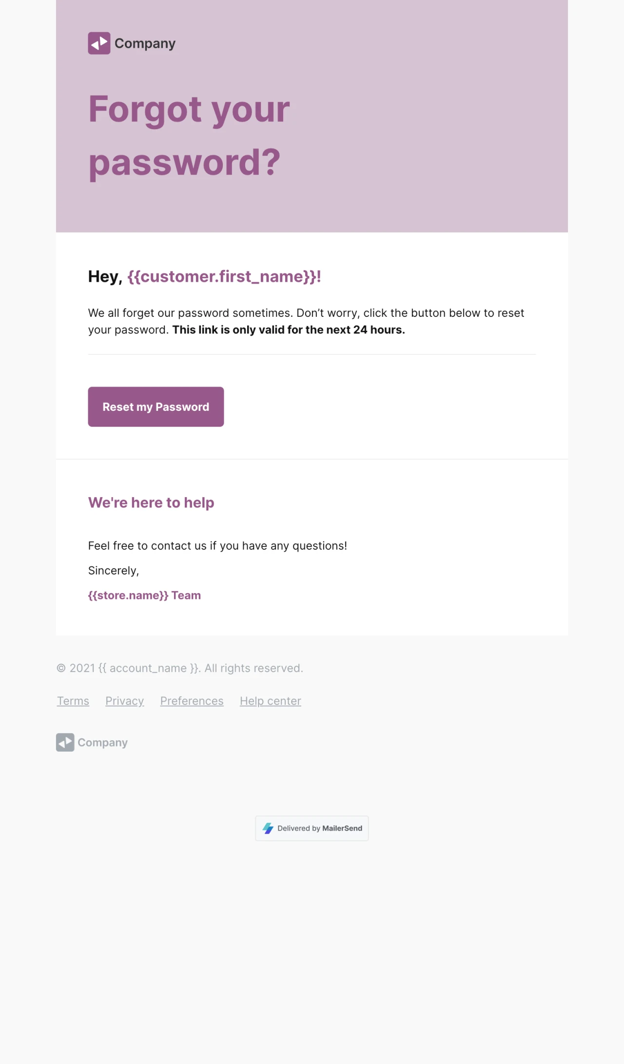 WooCommerce password reset