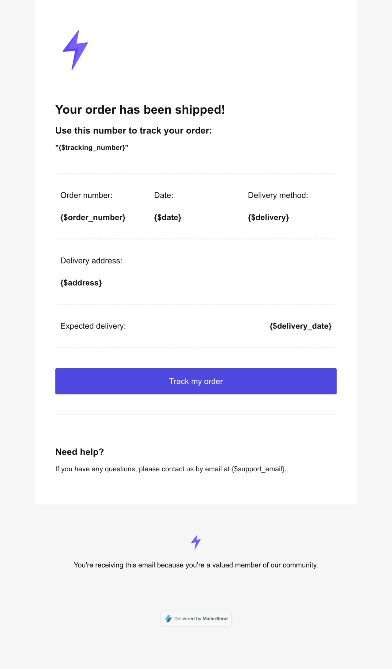 Shipping notification