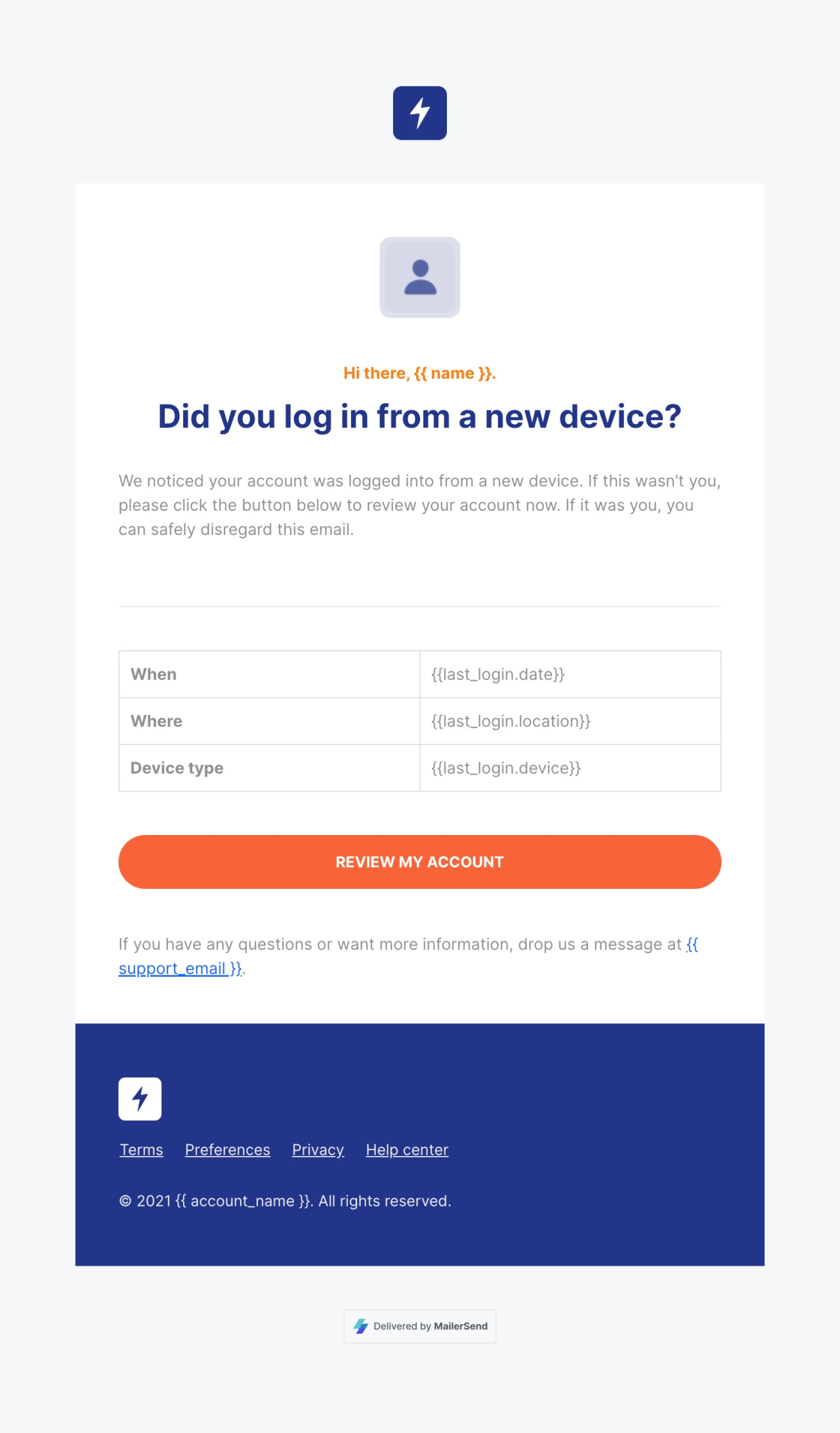 Suspicious login alert