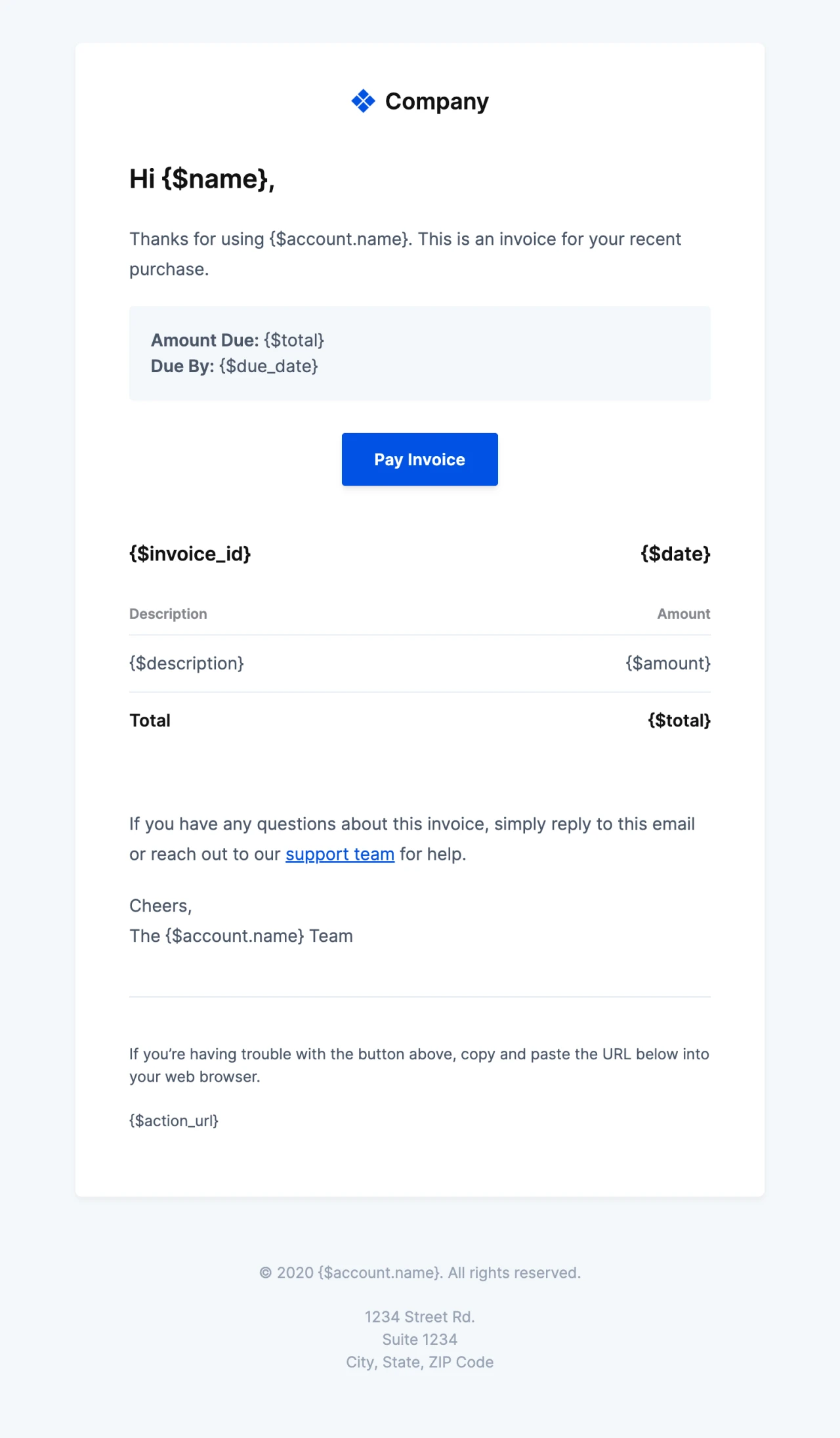 HTML invoice