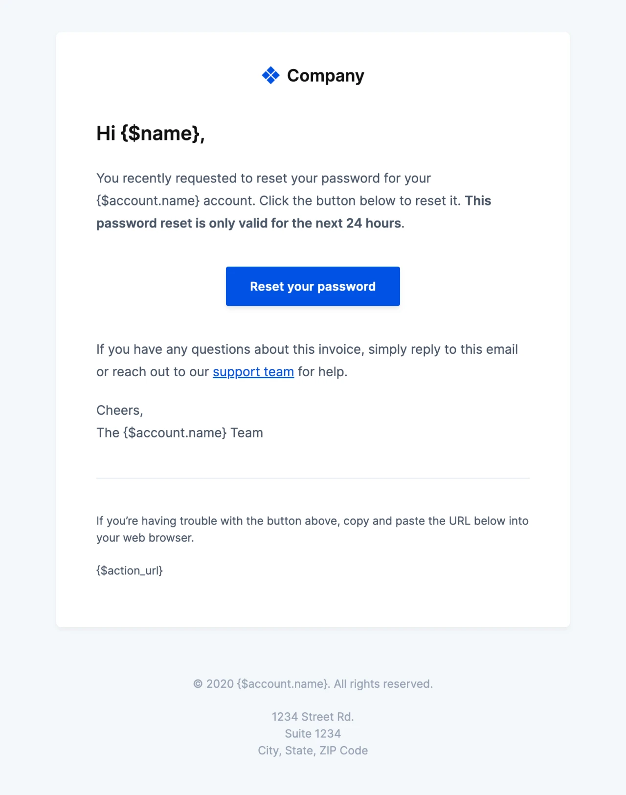 HTML password reset