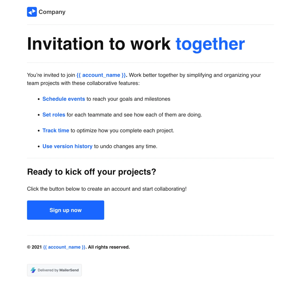 Invitation to join rich text
