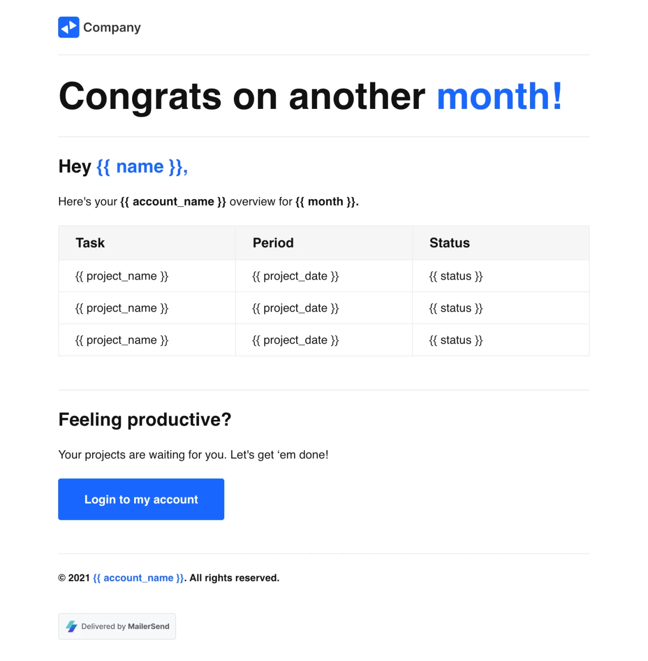 Monthly overview rich text